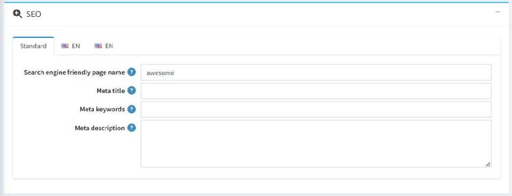 Specific product tag SEO settings